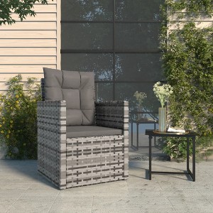 VidaXLPatio Armchair with Cushions Gray Poly Rattan - 1 of 4