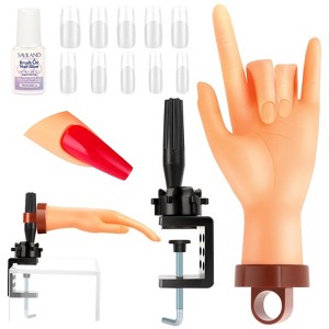 SAVILAND Lifelike Silicone Mannequin Kit - Flexible Training Hand with 120 Tips & Glue for Nail Art Training.(Nude) - 1 of 4