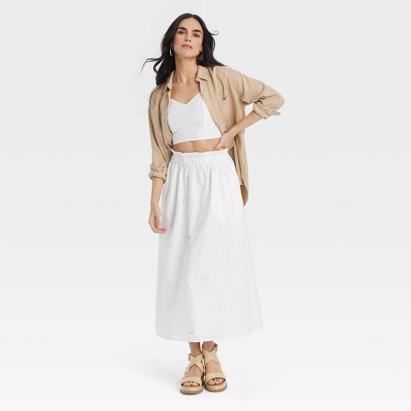 Women's Eyelet Maxi Skirt - Universal Thread™ White, 4 of 11