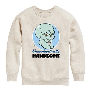 Boys' - SpongeBob SquarePants - Unapologetically Handsome Graphic Long Sleeve Fleece Sweatshirt - 1 of 4
