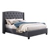 3-Piece Upholstered Bedroom Set, Tufted Wingback Bed with 2 Nightstands, Nightstands with Drawers, Upholstered Bed Modern-Cuddlewood - 3 of 4