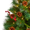 Nearly Natural 4-ft Mixed Pine Artificial Christmas Tree with 100 Clear LED Lights, Pine Cones and Berries - 3 of 4