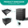 Munora - 3-Drawer Mobile File Cabinet with Lock - Under Desk Storage for Letter/Legal/A4 Files - Black - 3 of 4