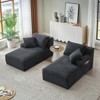 VASIP Compressible Double Chaise Lounge with Cupholders ,Fluffy Upholstered Sleeper Loveseat, for Living Room, Bedroom Reading, No Assembly Required. - 2 of 4