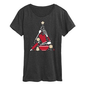Women's - Instant Message - Baking Christmas Tree Short Sleeve Graphic T-Shirt - 1 of 4