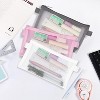 Fmeida 3 Pieces Pencil Case Set, Clear Exam Pencil Pouch, Nylon Mesh Zipper Pen Case Bag Black - 2 of 4