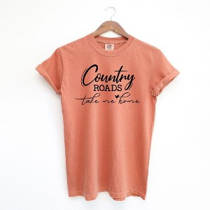 Simply Sage Market Women's Country Roads Heart Short Sleeve Garment Dyed Tee - 1 of 2