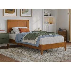 Atlantic Furniture Charlotte Twin XL Solid Wood Low Profile Platform Bed in Light Toffee - 1 of 4