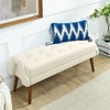 NicBex Modern 44.8" Bedroom Bench Wood Accent Stool with Irregular Geometric Armrests for Entryway and Living Room - 2 of 4