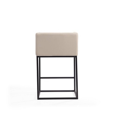 Cream Faux Leather and Metal Counter Height Barstool