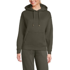 Lands' End Women's Serious Sweats Relaxed Long Sleeve Hoodie Sweatshirt - 1 of 3