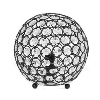 8" Elipse Medium Contemporary Metal Crystal Round Orb Table Lamp - Lalia Home