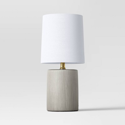 Textural Ceramic Mini Cylinder Shaped Table Lamp Light Brown - Threshold™