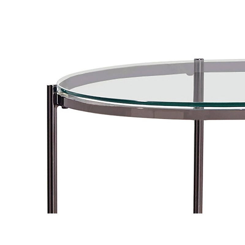 Laurie Round End Table with Glass Top and Shelf Black Nickel - Coaster, 4 of 5