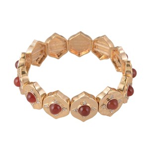 RACHEL Rachel Roy Gold Tone Casted Stretch Bracelet with Semi-Precious Stone Accents - 1 of 4