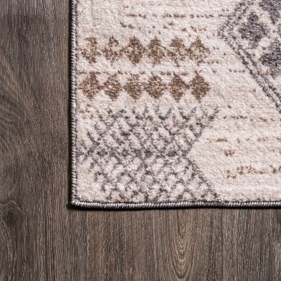 Modern Moroccan-Inspired Beige and Gray Geometric Synthetic Area Rug 3x5