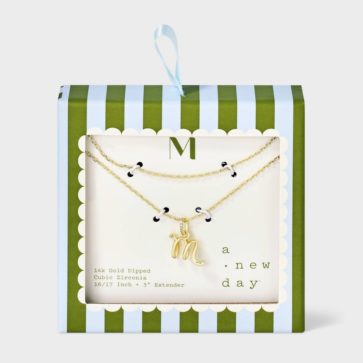 14k Gold Dipped Twist Initial Cubic Zirconia Bail Multi-Strand Necklace - A New Day™ Gold - thumbnail 3