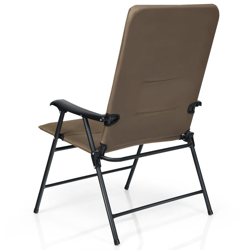 Tangkula Outdoor Folding Chair Collapsible Enlarged Chair with Cup Holder Grey/Brown, 5 of 7