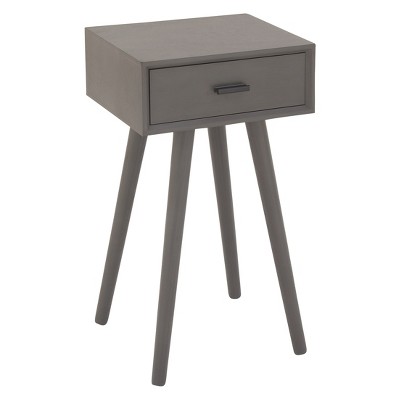 Wood Single Drawer Pole Legs Accent Table Gray - Olivia & May