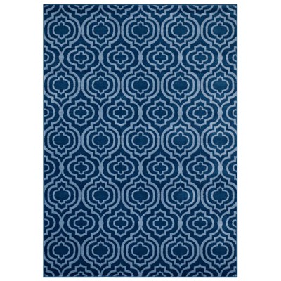 Modway Frame Transitional Moroccan Trellis 8x10 Area Rug - Moroccan Blue and Light Blue,  100% Soft Heat-Set Polypropylene ,  Tight Low Pile Weave