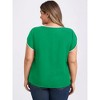 Women's Plus Size Contrasting Colors Keyhole Tulip Sleeve Summer Casual Blouses - GRACE & GRANDEUR - 3 of 4