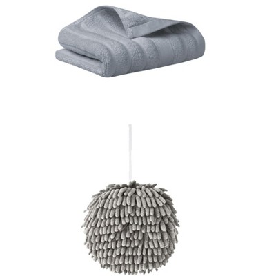 REGALWOVEN Absorbent Quick Drying Solid Decorative Hand Towels for Bathroom 14" x 30"/6" x 6" 2 Pcs