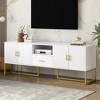 TIRAMISUBEST Modern TV Stand for TV up to 70 Inches,TV Cabinet with 1 Drawer, 2 Cabinets and Metal Legs - 2 of 4