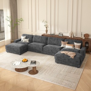 Dyonery 158" Extra Large Modular Sectional Sofa, CHENILLE Fabric with Deep Seat, Tool-Free Assembly - 1 of 4
