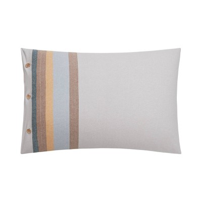Twin Cream Cotton Reversible Comforter Set with Stripes