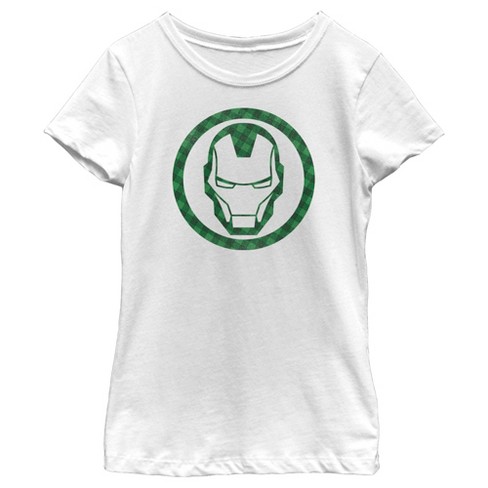 Girl's Marvel St. Patrick's Day Lucky Iron Man Mask T-Shirt - image 1 of 4