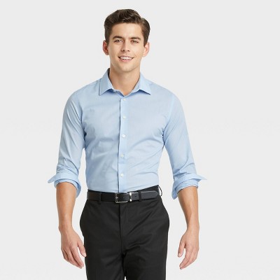 Men's Slim Fit Performance Dress Long Sleeve Button-Down Shirt - Goodfellow & Co™ Sky Blue S