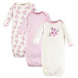 Touched by Nature Baby Girl Organic Cotton Long-Sleeve Gowns 3pk, Cherry Blossom, 0-6 Months