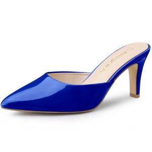 Allegra K Women's Casual Office Pointed Toe Slip-On Stiletto Slide Mules Heels - 1 of 4