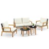 Tangkula 5 Piece Rattan Furniture Set w/ Wicker Woven Sofa Set & Solid Acacia Wood Frame - 3 of 4