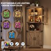 67 Inch Tall Corner Storage Cabinet with Lights, Wooden Farmhouse Corner Hutch Display Cabinet with Glass Doors, for Kitchen, Living Room, Bathroom - 4 of 4