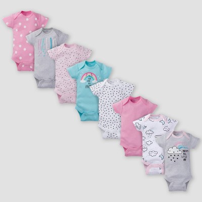 Gerber Baby Girls' 8pk Clouds Onesies - Pink/Gray 6-9M