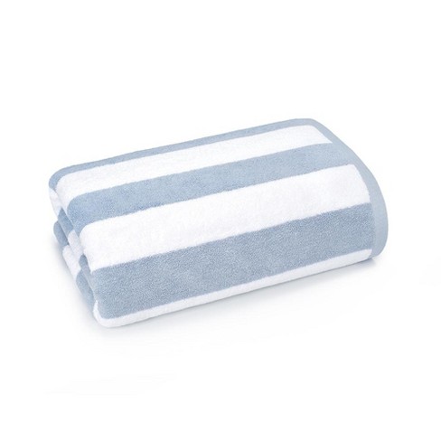 Linen Casa Kitchen Towel - White Stripes on Light Heather Blue