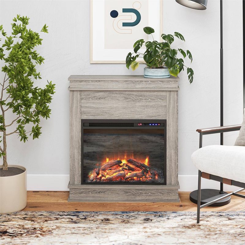 Mendon Electric Fireplace with Mantel and Touchscreen Display Gray Oak - Room &#38; Joy, 3 of 8