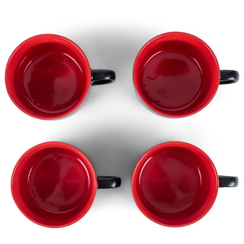 Elanze Designs Large Color Pop 24 ounce Ceramic Jumbo Soup Mugs Set of 4, Red, 4 of 6