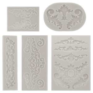 Unique Bargains Rose Silicone Polymer Clay Fondant Template for Crafts Air Dry DIY Candy 5 Pcs - 1 of 4