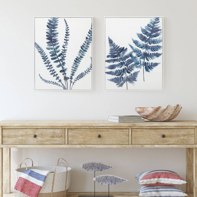 (Set of 2) 16&#34; x 20&#34; Botanical Linen Textured with Hand Embellishment Framed Canvas Art Set Blue - Tyler &#38; Finn, 3 of 13