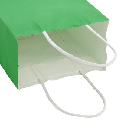 Green Small Paper Gift Bags with Handles, 25-Pack