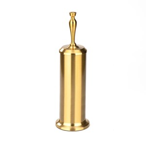Home Mart Goods Stainless Steel Gold Toilet Brush Set with Holder - 15" Tall - 1 of 4