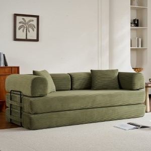 Whisen Convertible Sleeper Sofa Bed, Corduroy Folding Couch, Floor Sofa Lounge Couch with Pillow, Fixed-Shape Frame - 1 of 4