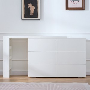 ORRD White 6-Drawer Multi-Functional Table with Removable Desktop & 3 Storage Compartments - 1 of 4