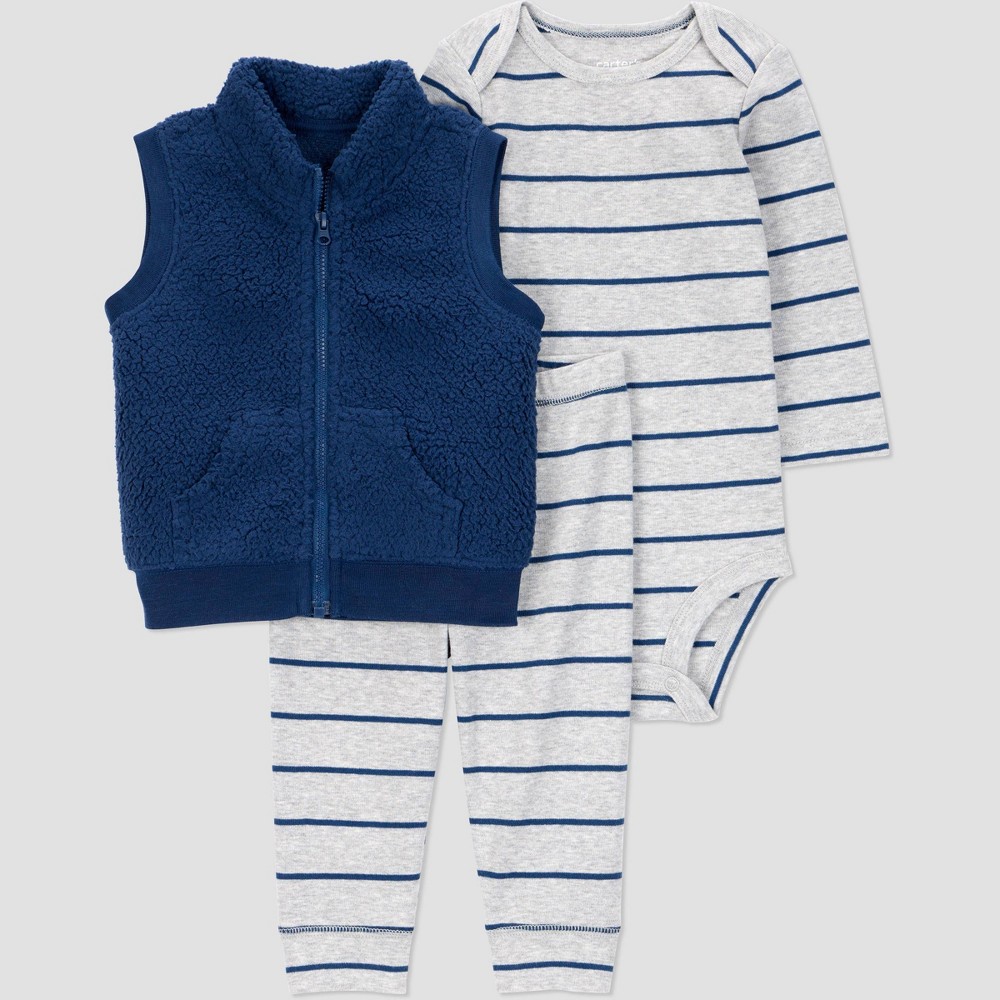 Carter's Just One You® Baby Boys' 3pc Vest & Pants Set - Blue 12M