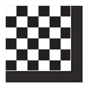 Beistle 6 1/2" x 6 1/2" Checkered Luncheon Napkins; Black/White 48/Pack 58133 - 1 of 1
