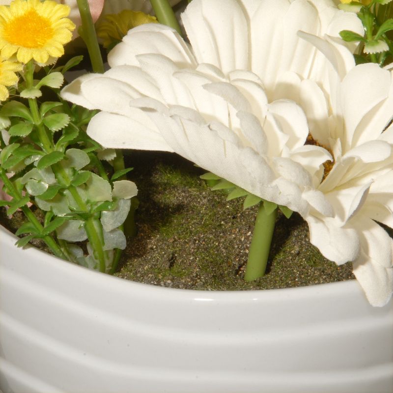 17" Artificial Daisy & Rose Floral Arrangement in White Pot - National Tree Company, 5 of 7