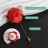 Unique Bargains Wedding Groom Suit Ribbon Rose Flower Lapel Pin with Gold Leaf 1 Pc - 2 of 4
