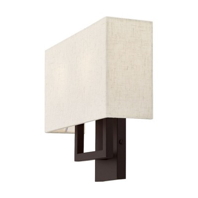 Pierson Bronze 2-Light ADA Compliant Wall Sconce with Oatmeal Shade